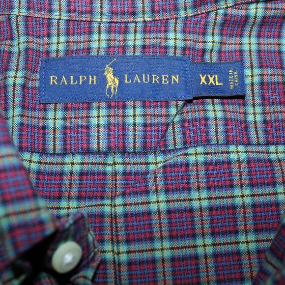 Ralph Lauren Shirt Mens 2XL Red Green Blue Check Dress Long Sleeve NWT MSRP $89 - Picture 3 of 4
